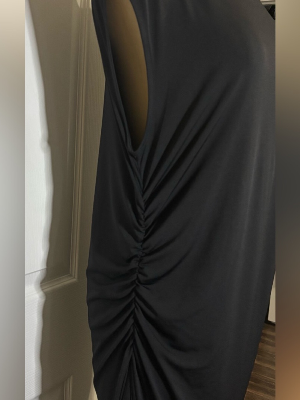 H&M XL Black Sleeveless Ruched Maxi Dress